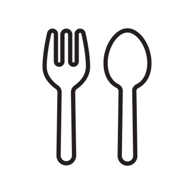 Spoon and Fork ana hat vektör simgesi beyaz arkaplanda izole edildi. Kaşık ve Çatal çizgisi web, mobil ve ui tasarımı simgesi