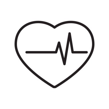 Kalp Atışı ana hatları vektör simgesi beyaz arkaplanda izole edildi. Web, mobil ve ui tasarımı için kalp atış çizgisi simgesi