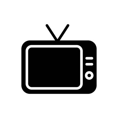 Beyaz zemin üzerinde izole edilmiş eski TV kabartma vektör simgesi. Web, mobil ve ui tasarımı için eski TV kabartma vektör simgesi