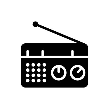 Beyaz arkaplanda izole edilmiş radyo glyph vektör simgesi. Web, mobil ve ui tasarımı için radyo kabartma vektör simgesi