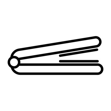 Kıl demiri dış hat vektör simgesi beyaz arkaplanda izole edildi. Web, mobil ve ui tasarımı için saç demiri çizgisi vektör simgesi