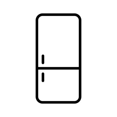 Buzdolabı çizgisi vektör simgesi beyaz arkaplanda izole edildi. Web, mobil ve ui tasarımı için buzdolabı çizgisi vektör simgesi