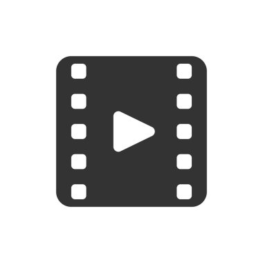 Video kabartma vektör simgesi izole edildi. Web, mobil uygulama ve ui tasarımı için video stok vektör simgesi
