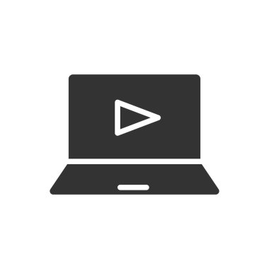 Laptop glyph vektör simgesi beyaz arkaplanda izole edildi. Web, mobil ve ui tasarımı için dizüstü bilgisayar kabartma vektör simgesi