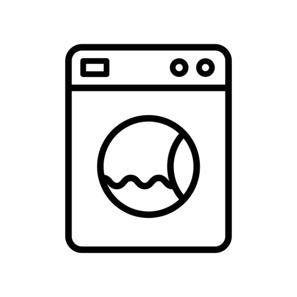 Wasmachine Omtrek Vector Pictogram Geïsoleerd Witte Achtergrond Wasmachine Lijn Vector — Stockvector