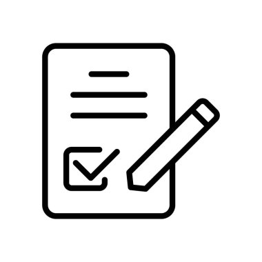 Beyaz arkaplanda izole edilmiş vektör simgesini incele. Web, mobil ve ui tasarımı için anket çizgisi vektör simgesi