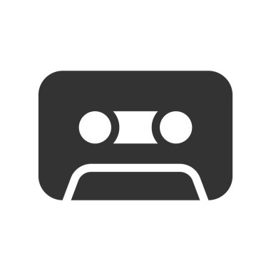 Teyp kaset kabartma vektör simgesi beyaz arkaplanda izole edildi. Web, mobil ve ui tasarımı için bant kaset kabartma vektör simgesi