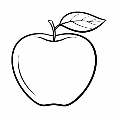 Apple çizgisi çizimi. Yaprak hatlarıyla çizilmiş bir elma. Sağlıklı vejetaryen gıda kavramı
