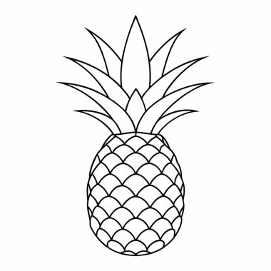 Ananas çizgisi çizimi. Ananas çizimi çizimi. Sağlıklı vejetaryen gıda kavramı