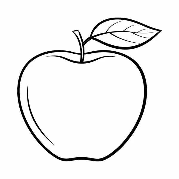 Apple çizgisi çizimi. Yaprak hatlarıyla çizilmiş bir elma. Sağlıklı vejetaryen gıda kavramı