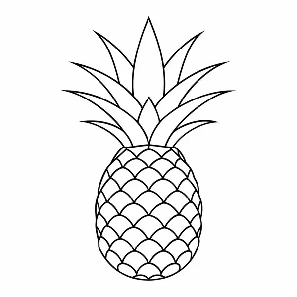 Ananas çizgisi çizimi. Ananas çizimi çizimi. Sağlıklı vejetaryen gıda kavramı