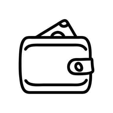 Cüzdan çizgisi simgesi. Para, nakit, finans, ödeme, para, tasarruf, bankacılık, cep defteri, fonlar, kişisel finans, cüzdan, harcama, ekonomi, bütçe, zenginlik, finans, ticaret, varlık.