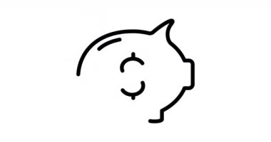 Piggy Bank animasyon simgesi alfa kanallı. Piggy Bank 4k hareketli web, mobil ve ui tasarımı animasyonu