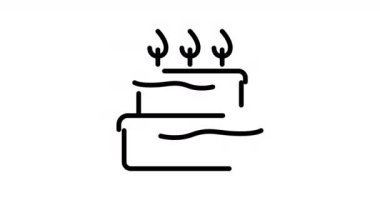 Alfa kanallı kek hareketli taslak simgesi. Web, mobil ve ui tasarımı için Cake 4k hareketli animasyon