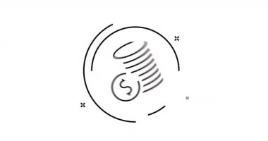 Coin Stack animasyon ana hat simgesi ile alfa kanalı. Bozuk Para Yığını dönüşü görünümü 4k hareket tasarım animasyonu ağ, mobil ve ui tasarımı için