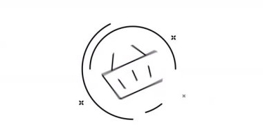 Alışveriş sepeti animasyon alfa kanallı taslak simgesi. Alışveriş sepeti döndürme görünümü 4k hareket tasarım animasyonu web, mobil ve ui tasarım için