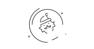 Noel Baba 2D animasyon taslak ikonu. Noel Baba dönüşü görünümü web, mobil ve ui tasarımı için 4k hareket tasarımı animasyonu