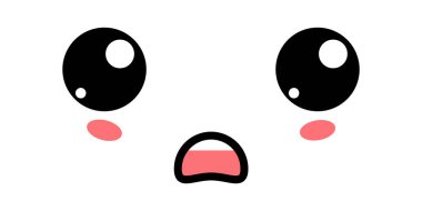 Şirin Kaygılı Kawaii Yüz Simgesi. Kawaii renk şirin yüz ifadesi. Japon kawaii emojisi