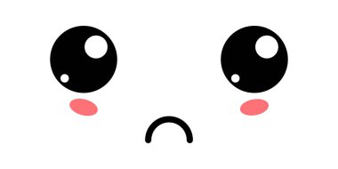 Üzgün Şirin Kawaii Yüz Simgesi. Kawaii renk şirin yüz ifadesi. Japon kawaii emojisi
