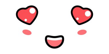 Sevimli Sevimli Kawaii Yüz Simgesi. Kawaii renk şirin yüz ifadesi. Japon kawaii emojisi