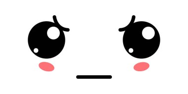 Şirin Kızgın Kawaii Yüz Simgesi. Kawaii renk şirin yüz ifadesi. Japon kawaii emojisi