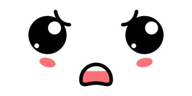 Şirin Kızgın Kawaii Yüz Simgesi. Kawaii renk şirin yüz ifadesi. Japon kawaii emojisi