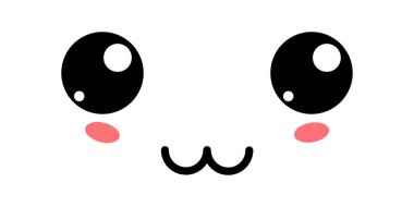 Mutlu Şirin Kawaii Yüz Simgesi. Kawaii renk şirin yüz ifadesi. Japon kawaii emojisi