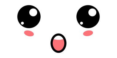 Şirin Çığlık atan Kawaii Yüz Simgesi. Kawaii renk şirin yüz ifadesi. Japon kawaii emojisi