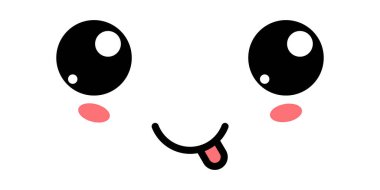 Mutlu Şirin Kawaii Yüz Simgesi. Kawaii renk şirin yüz ifadesi. Japon kawaii emojisi