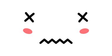 Ölü Şirin Kawaii Yüz Simgesi. Kawaii renk şirin yüz ifadesi. Japon kawaii emojisi