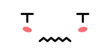 Şirin huysuz Kawaii Yüz Simgesi. Kawaii renk şirin yüz ifadesi. Japon kawaii emojisi