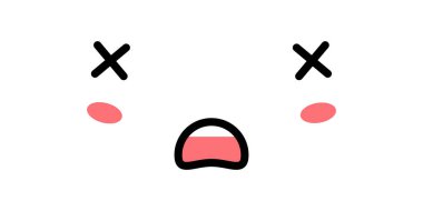 Ölen Şirin Kawaii Yüz Simgesi. Kawaii renk şirin yüz ifadesi. Japon kawaii emojisi