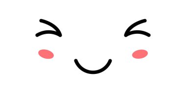 Mutlu Şirin Kawaii Yüz Simgesi. Kawaii renk şirin yüz ifadesi. Japon kawaii emojisi