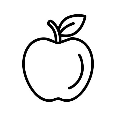 beyaz arkaplanda izole edilmiş elma çizgisi vektör simgesi