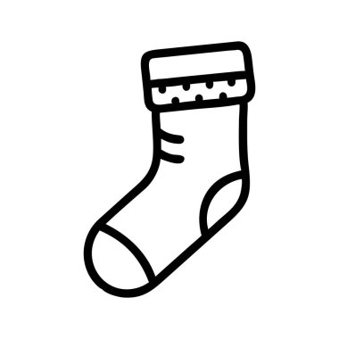 Beyaz arkaplanda Noel çorap vektör simgesi izole