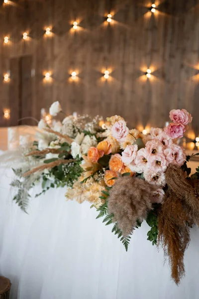 Boho Flowers Arrangements Fresh Dried Flowers Reed Pampas Grass Greenery Stock Picture