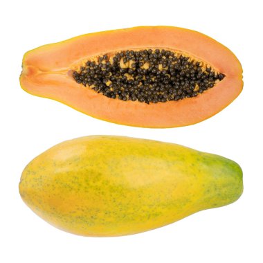 Ripe papaya isolated on a white background. Fresh BIO fruits.