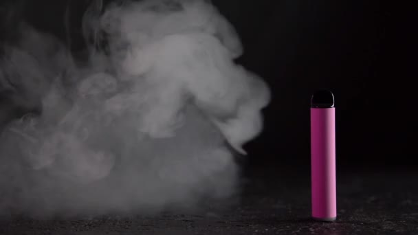 Pink Electronic Cigarette Vape Dark Background Smoke High Quality Photo — Videoclip de stoc