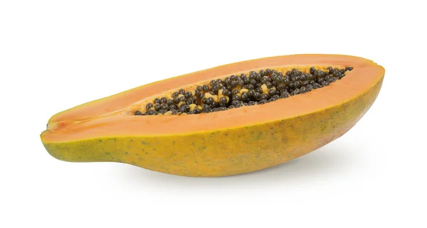 Papaya Fruit Cut Half Isolated White Background Bio Fruits — Fotografia de Stock
