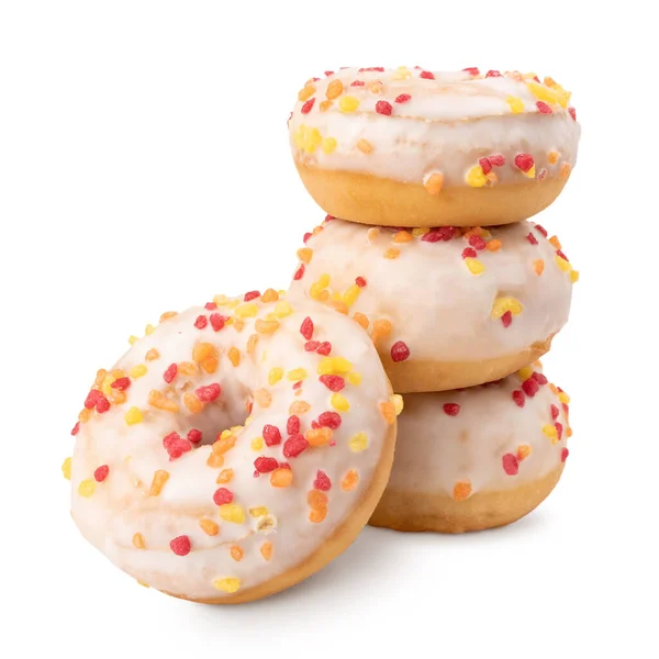 Donut isolated on white background. Pyramide of donuts isolated on white. Clipping mask.
