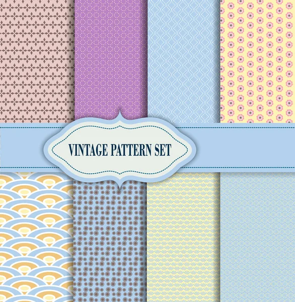 Different Vector Seamless Patterns Tiling Blue Cyan White Color Endless — Stock Vector