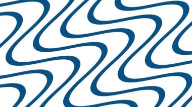 Beyaz zemin üzerinde soyut dalgalı mavi çizgiler dinamik bir desen oluşturur