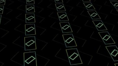 Üstüste binen kareler ve dikdörtgenler ile koyu bir arkaplan üzerinde soyut geometrik desen