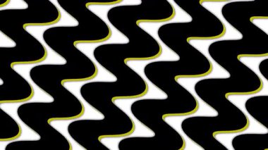 Sarı aksanlı siyah-beyaz zigzag deseni optik bir illüzyon etkisi yaratıyor.