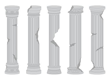 Arka planda izole edilmiş Eskiler sütunları vektör tasarımı çizimi