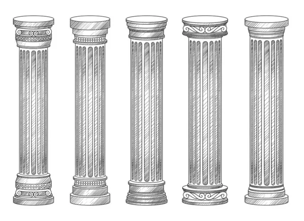 Старовинні Колонки Векторні Ілюстрації Дизайну Ізольовані Фоні — стоковий вектор