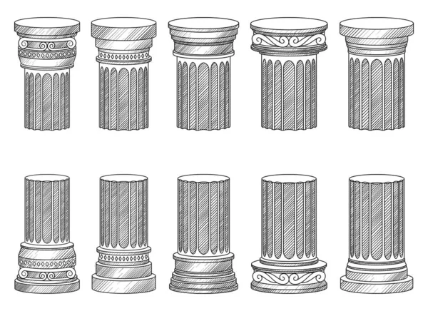 Иллюстрация Векторного Дизайна Древних Колонн Заднем Плане — стоковый вектор