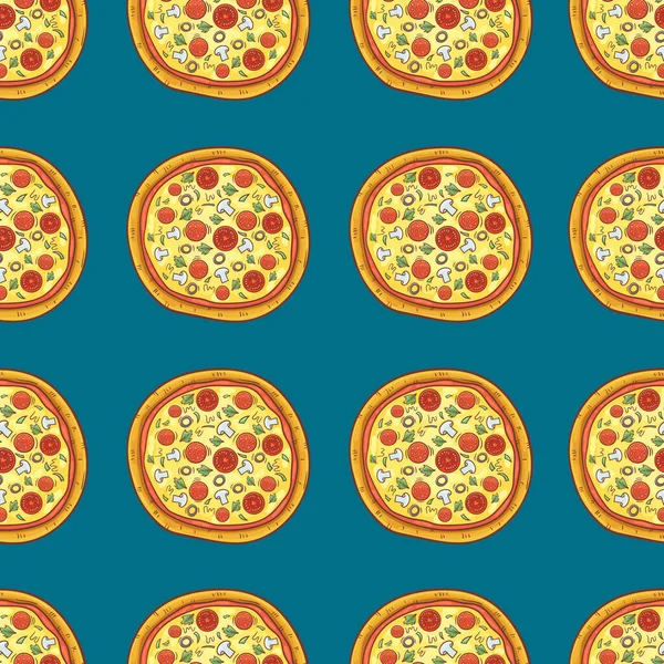 Illustrazione Del Disegno Vettoriale Del Modello Pizza — Vettoriale Stock
