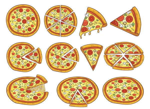 Pizza Vector Diseño Ilustración Aislada Sobre Fondo Blanco — Vector de stock