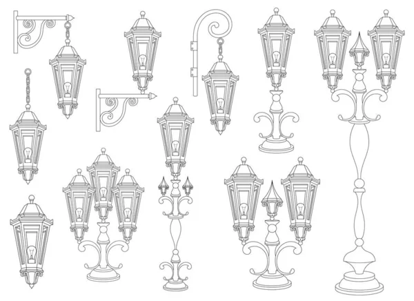 Иллюстрация Векторного Дизайна Старинных Ламп Заднем Плане — стоковый вектор